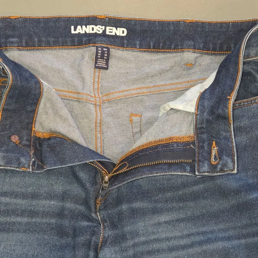 Lands' End 18W High Rise Straight Leg Jeans Medium Wash Coastal Grandmother GUC